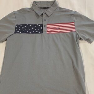 Travis Mathew Gray Polo with Flag Design